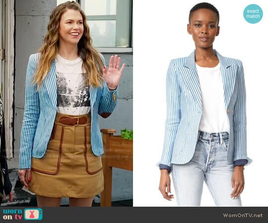 Smythe Blue Striped Duchess Blazer worn by Liza Miller (Sutton Foster) on Younger