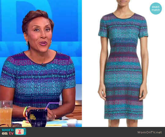WornOnTV: Robin’s blue and purple knit dress on Good Morning America ...