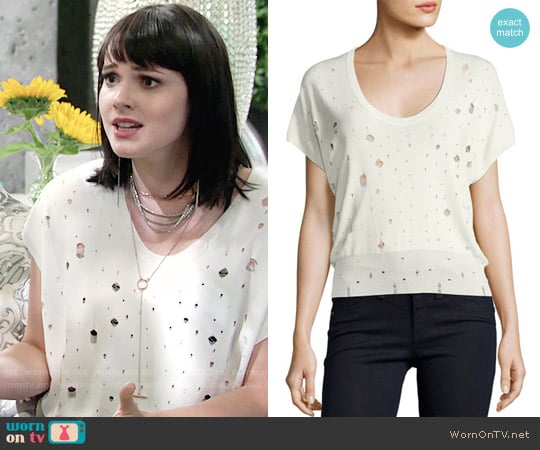 T by Alexander Wang Distressed Short Sleeve Sweater worn by Tessa Porter (Cait Fairbanks) on The Young and the Restless