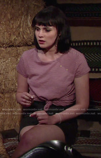 Tessa’s pink striped tee with stars on The Young and the Restless