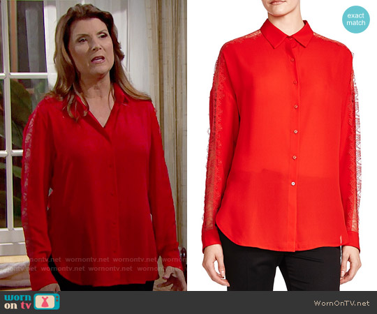 The Kooples Lace Detail Shirt worn by Sheila Carter (Kimberlin Brown) on The Bold and the Beautiful