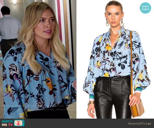 Tibi Gothic Floral Edwardian Top worn by Kelsey Peters (Hilary Duff) on Younger