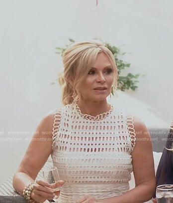 Tamra’s white lace tiered dress on The Real Housewives of OC