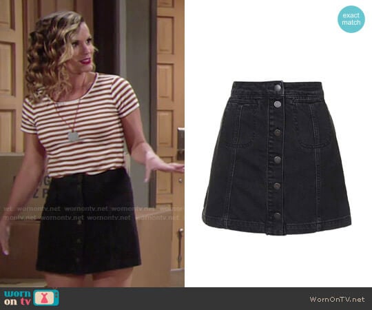 Topshop Button Front A-Line Denim Skirt worn by Chelsea Lawson (Melissa Claire Egan) on The Young and the Restless