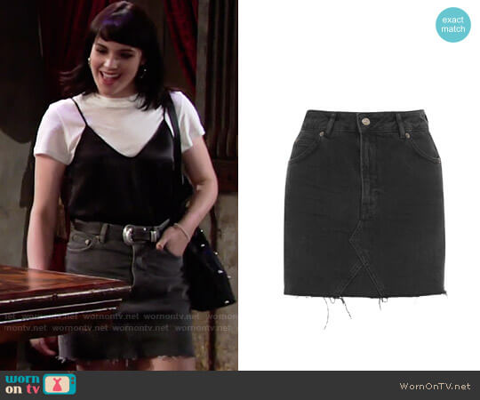 Topshop MOTO Denim Mini Skirt worn by Tessa Porter (Cait Fairbanks) on The Young and the Restless