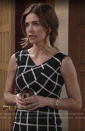 Victoria’s black and white checked dress on The Young and the Restless