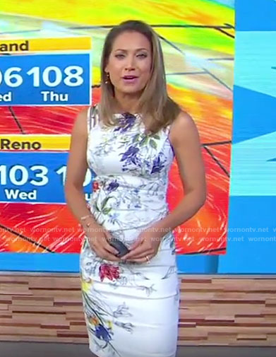 Ginger’s white floral sleeveless dress on Good Morning America