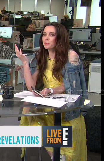 Melanie’s yellow sequin midi dress on Live from E!