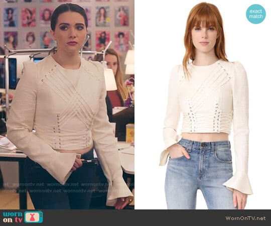 Zimmermann Cavalier Tie Up Blouse worn by Jane Sloan (Katie Stevens) on The Bold Type