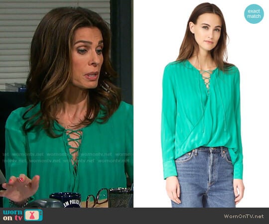 10 Crosby Derek Lam Lace Up Drape Front Blouse worn by Hope Williams (Kristian Alfonso) on Days of our Lives