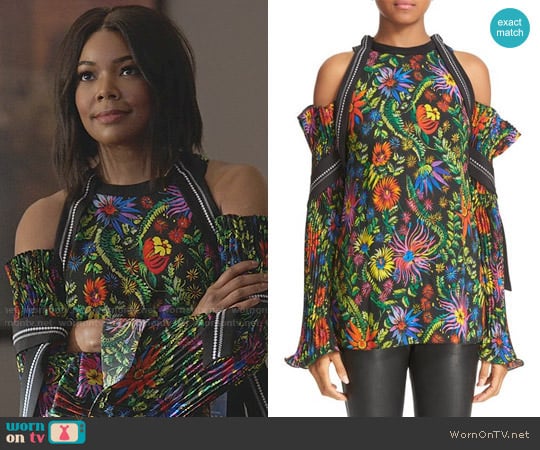 3.1 Phillip Lim Floral Cold Shoulder Top worn by Mary Jane Paul (Gabrielle Union) on Being Mary Jane