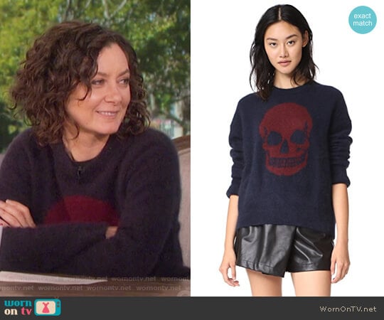 Natalie Skull Sweater by 360 Sweater worn by Sara Gilbert on The Talk