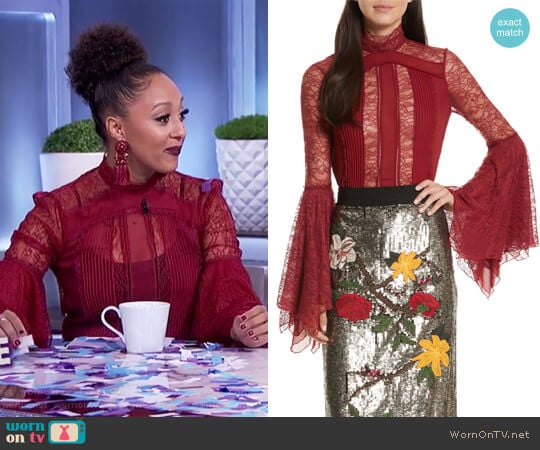 WornOnTV: Tamera’s red lace bell sleeve top on The Real | Tamera Mowry ...