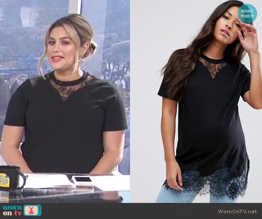 Maternity Lace Mix Longline T-Shirt by ASOS worn by Carissa Loethen Culiner on E! News