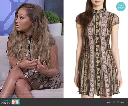 'Gwyneth' Embroidered Floral Dress by Alice + Olivia worn by Adrienne Houghton on The Real