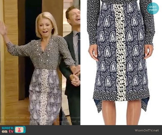 Cyrus Silk Jacquard Printed Skirt by Altuzarra worn by Kelly Ripa on Live with Kelly and Mark