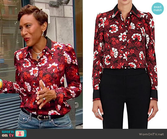 Marlowe Floral Silk Blouse by Altuzarra worn by Robin Roberts on Good Morning America