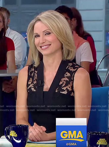 Amy’s black lace shoulder dress on Good Morning America