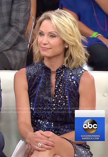 Amy’s blue floral sleeveless dress on Good Morning America