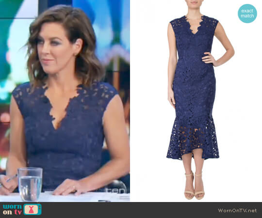 Indigo Guipure Lace Dress by Anthea Crawford worn by Gorgi Coghlan on The Project