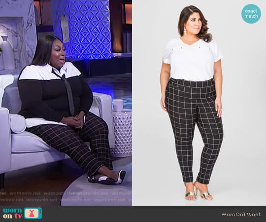 Windowpane Dress Pants by Ashley Stewart worn by Loni Love on The Real