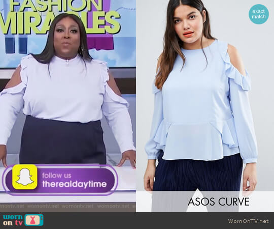 Blouse With Ruffle Cold Shoulder by ASOS worn by Loni Love  on The Real