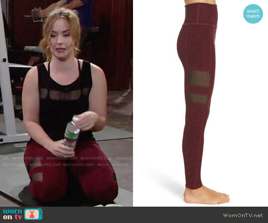Beyond Yoga High Striped Mesh Leggings worn by Mariah Copeland (Camryn Grimes) on The Young & the Restless