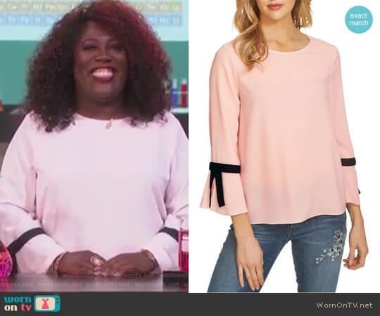 Tie Bell Sleeve Blouse by Cece worn by Sheryl Underwood on The Talk