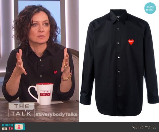 Embroidered Heart Shirt by Comme Des Garcons Play worn by Sara Gilbert on The Talk