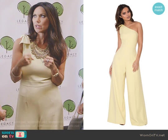 'Courvel' Pastel Lemon One Shoulder Jumpsuit by House of CB worn by LeeAnne Locken on The Real Housewives of Dallas