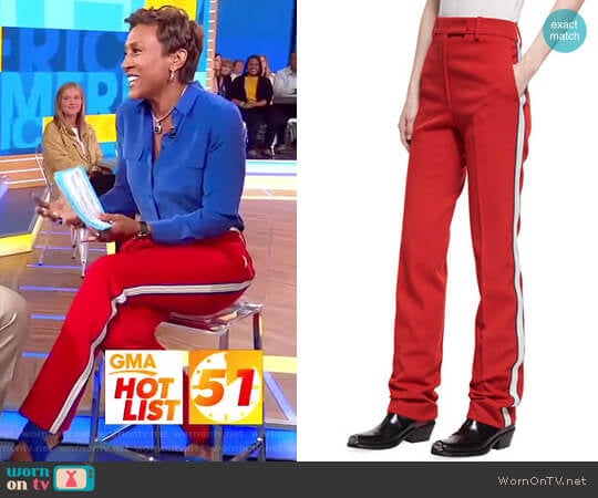 Side-Stripe Wool Twill Pants by Calvin Klein worn by Robin Roberts on Good Morning America