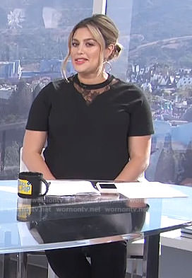Carissa’s black lace inset t-shirt on E! News Daily Pop