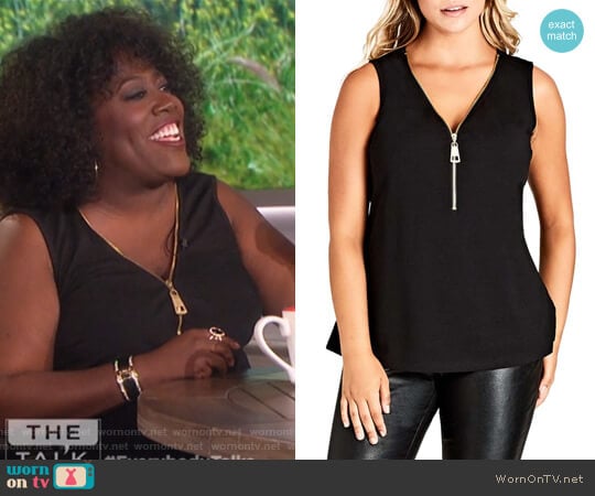 Sleeveless Zip Top by City Chic worn by Sheryl Underwood on The Talk