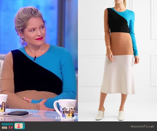 Color-block wool midi dress by Diane von Furstenberg worn by Sara Haines on The View