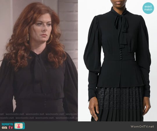 Pussy-Bow Blouse by Dolce & Gabbana worn by Grace Adler (Debra Messing) on Will and Grace