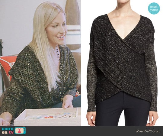 Cross-Front Metallic Sweater by 10 Crosby by Derek Lam worn by Stephanie Hollman on The Real Housewives of Dallas