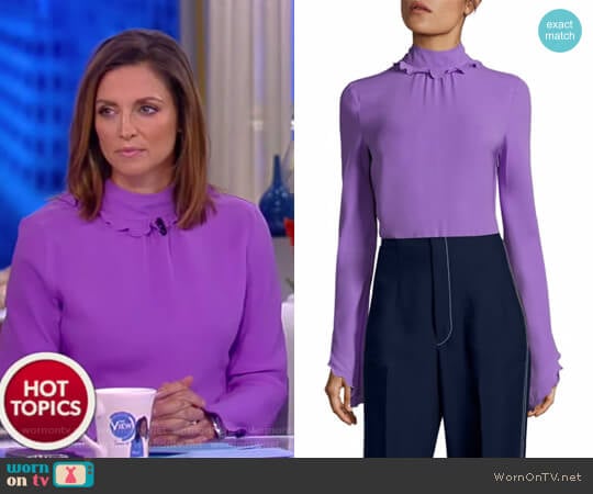 WornOnTV: Paula’s purple ruffle neck long sleeved top on The View ...