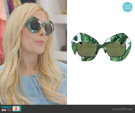 Botanical Garden Banana Leaf Green Sunglasses by Dolce & Gabbana worn by Kameron Westcott on The Real Housewives of Dallas