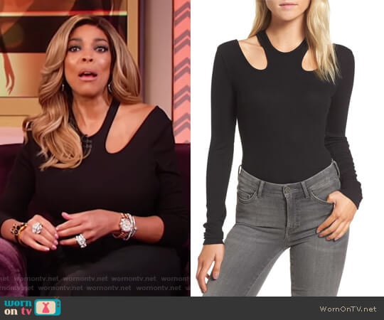 Rhoda Cutout Rib-Knit Bodysuit by Ella Moss worn by Wendy Williams on The Wendy Williams Show