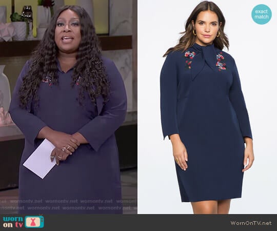 Tie Neck Tee Dress by Eloquii worn by Loni Love on The Real