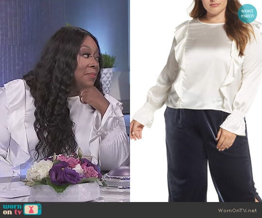 Satin Ruffle Top by Elvi worn by Loni Love on The Real