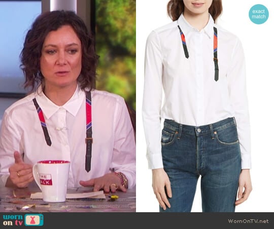 Essential Trompe l'Oeil Shirt by Equipment worn by Sara Gilbert on The Talk