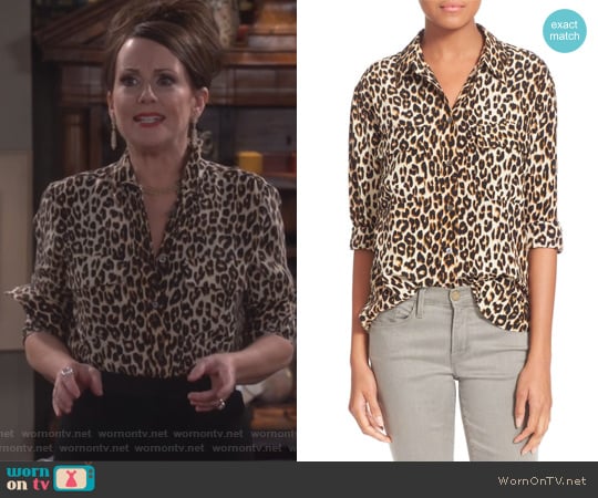 Slim Signature Silk Shirt by Equipment worn by Karen Walker (Megan Mullally) on Will and Grace