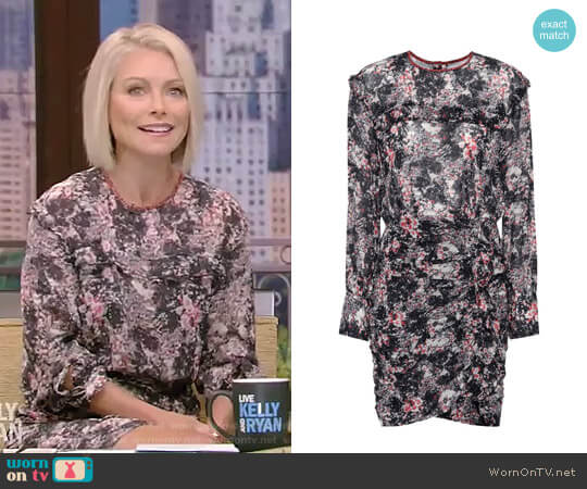 Jirvina Floral-Print Sheer Mini Dress by Etoile Isabel Marant worn by Kelly Ripa on Live with Kelly and Mark