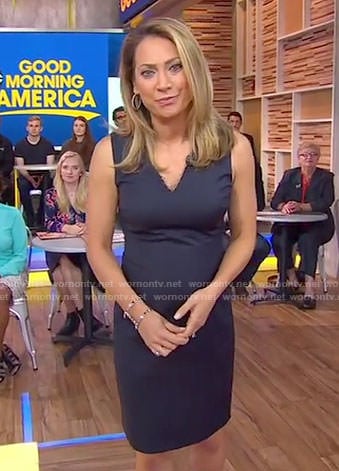 Ginger’s black embellished v-neck dress on Good Morning America