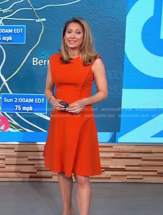 Ginger’s orange a-line dress on Good Morning America