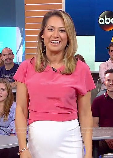 WornOnTV: Ginger’s red short sleeve top on Good Morning America ...