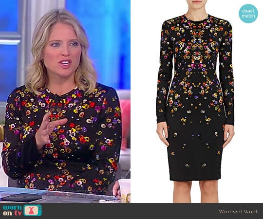 Pansy-Print Jersey Long-Sleeve Dress by Givenchy worn by Sara Haines on The View