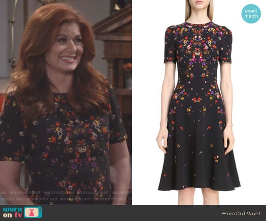 Pansy Print Stretch Cady Dress by Givenchy worn by Grace Adler (Debra Messing) on Will and Grace