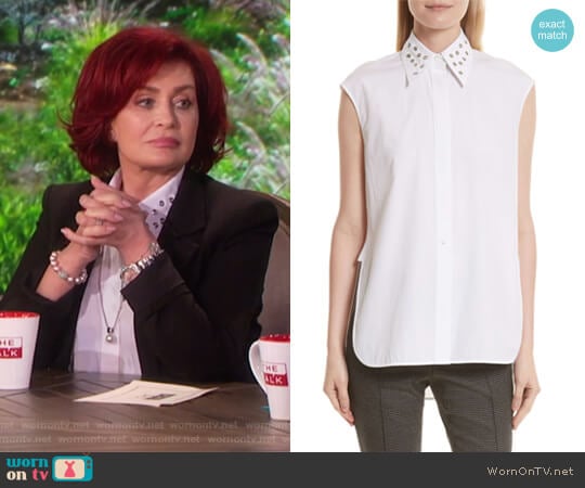 Eyelet Cotton Poplin Shirt by Helmut Lang worn by Sharon Osbourne on The Talk